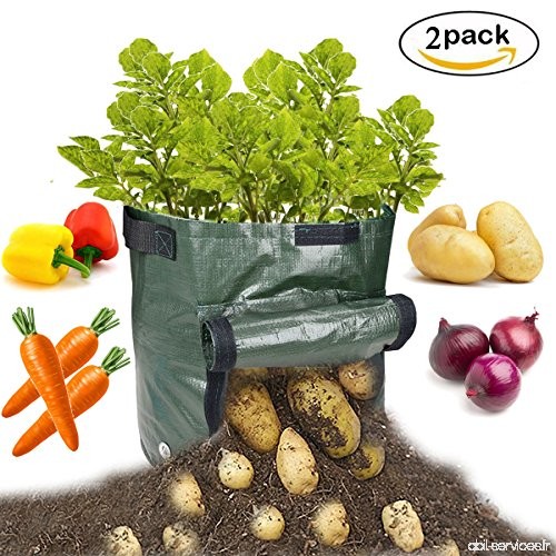 Moneil Portable Noir Jardin de pommes de terre cultiver Sacs Home Farm Pot de fleurs Sac de plantation PE + UV Tub Pouch 10 Gall
