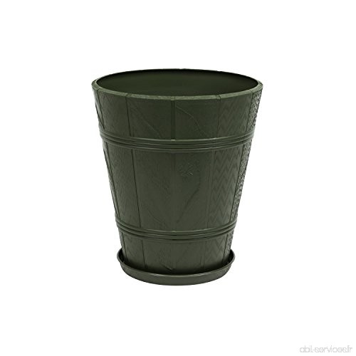 myBoxshop 10 L Pot avec soucoupe Bac à fleurs Ø 26 cm effet bois jardin pot pot - B07CRHPRBB