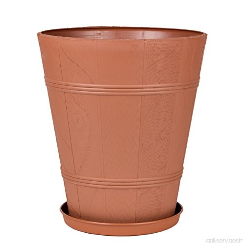 myBoxshop 20 L Pot avec soucoupe Bac à fleurs Ø 34 cm effet bois jardin pot pot terracotta - B07CRJQQHK