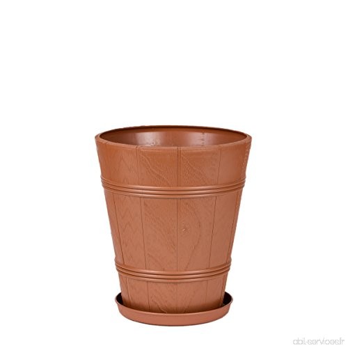 myBoxshop 7 5 L Pot avec soucoupe Pot de fleurs Ø 22 cm effet bois jardin pot pot terracotta - B07CRKQWZP