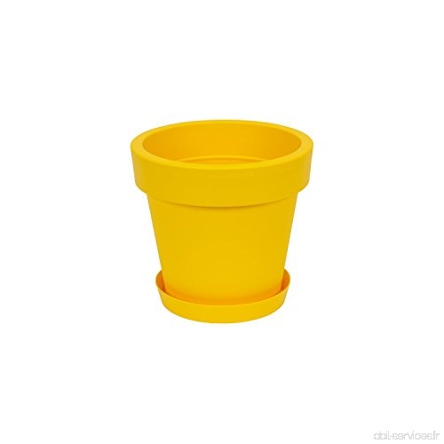 Pot de fleur avec soucoupe Lofly  13.5 cm diam  en jaune - B01DM2S6JO
