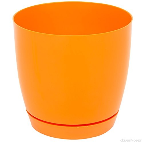 Pot de fleur Toscana en plastique rond 25 cm avec soucoupe  en orange - B01NAFPTRM