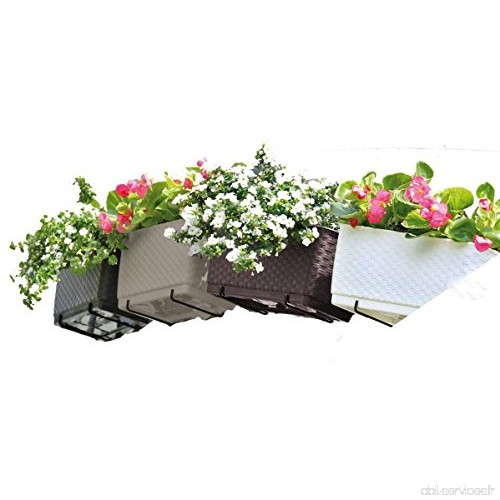 Pot de fleurs jardinière Effet rotin Jardinière de balcon avec plateau et support 38 5 x 15 5 x 14 cm moka - B0716BGPV3