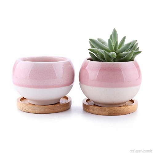 Rachel's 7.5CM Pots En Céramique Série de balle /Plante Succulente/Plante en Pot/Cactus/Pot De Fleur/Cultiver avec Plateau en Ba