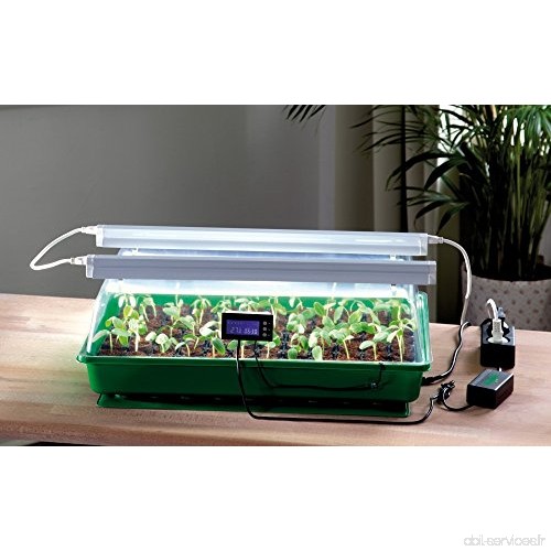 Serre d'intérieur avec deux lampes horticoles  matelas chauffant et thermostat – Mini serre chauffante pour la germination - Jar