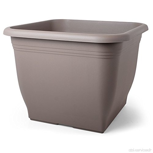 Smart de Planet® Haute Qualité Pot/Pot flórina carré carrée – Pot en plastique 40 x 40 cm – Taupe - B077ZVKS6D