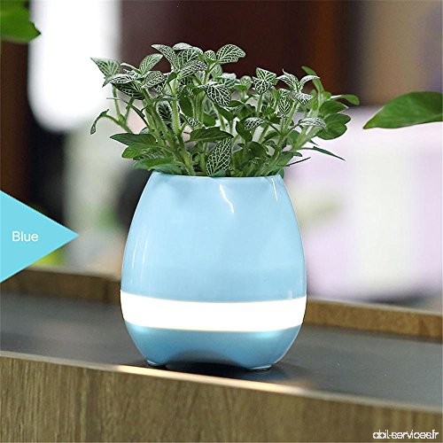 Smart Singing Plant Piano Musique sans fil Lecture LED Night Light Round Flower Pot Vase Flowerpot   blue - B073QQG3CR