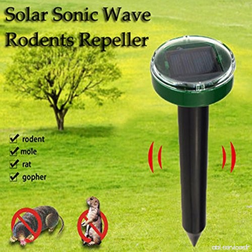 Sonic Répulsif taupe solaire  Woopower Solar Power Sonic Wave rongeurs souris Répulsif extérieur Jardin Animal Snake Expeller Co