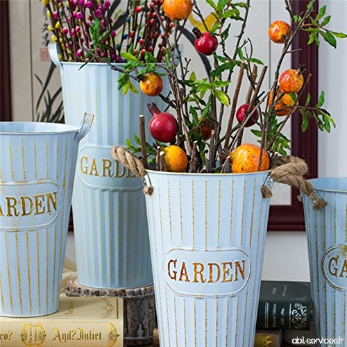 Starter Vintage en métal fer fleur jardin Shabby Vase pot baril jardinière décor pot de fleur - B07CSW5NDR