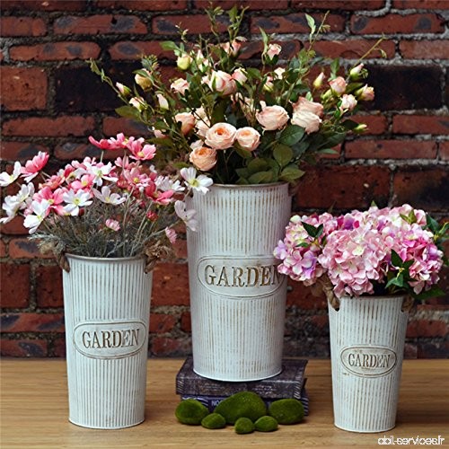 Starter Vintage en métal fer fleur jardin Shabby Vase pot baril jardinière décor pot de fleur - B07CSW5NDR
