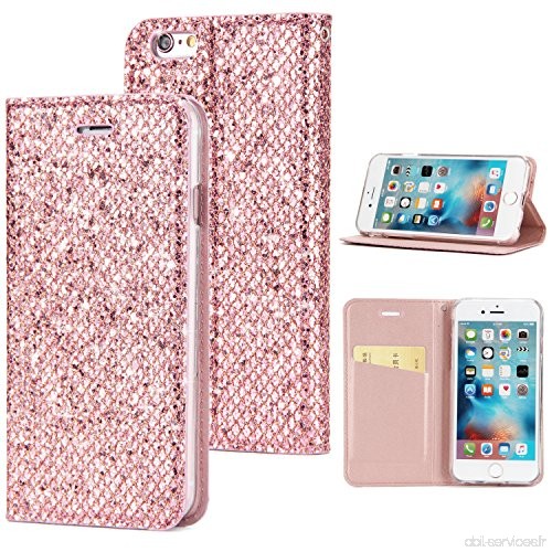Sycode Coque pour iPhone 6S 4.7 Full Protection Etui Coque pour iPhone 6 4.7 Luxe Bling Glitter PU Cuir Bling Cristal Brillant G