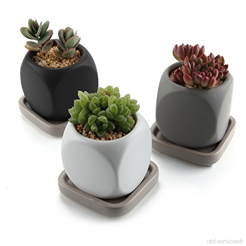 T4U 6.3CM En Céramique Conception en Forme de Dice Succulent Pots de Plantes / Cactus Pots de Plantes / Conteneur Avec Plateau -