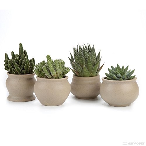 T4U 7.5CM Pots en Céramique du Style d'antique Série No.1/2/3/4/Plante Succulente/Plante en Pot/Cactus/Cultiver 1 Paquet de 4 - 